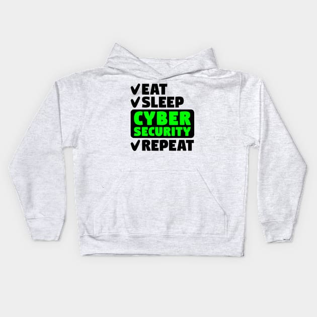 Eat, sleep, cyber security, repeat Kids Hoodie by colorsplash